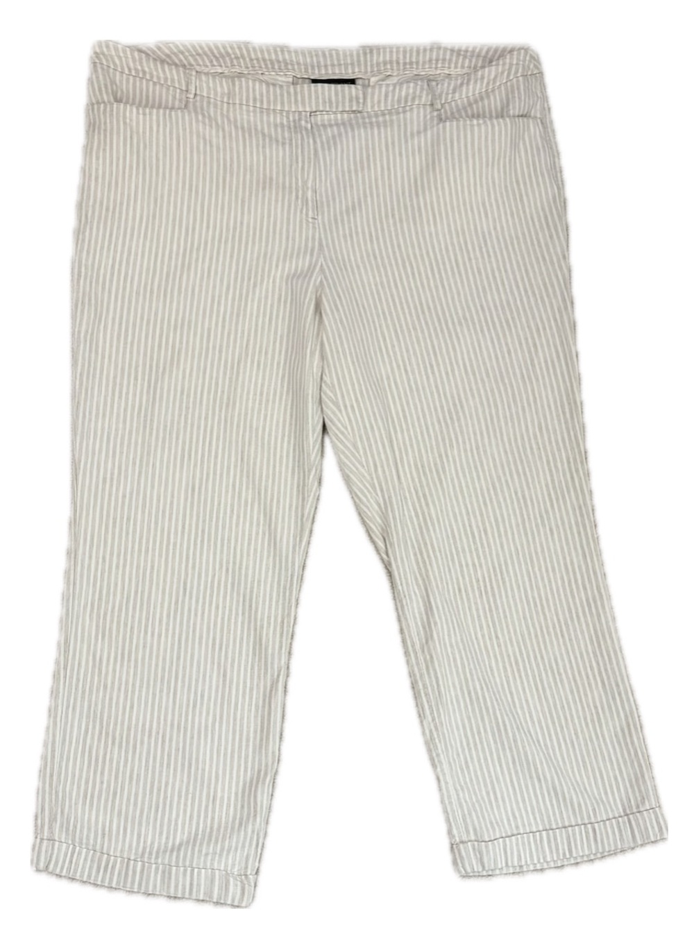 Lane Bryant Striped Linen Blend Pants - Beige & White
